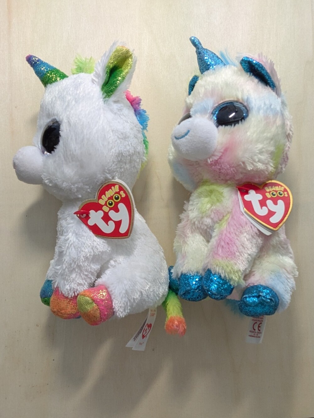 Ty Beanie Boos Pixy & Blitz White Unicorns New w/HangTags - Each 6 Inches Tall